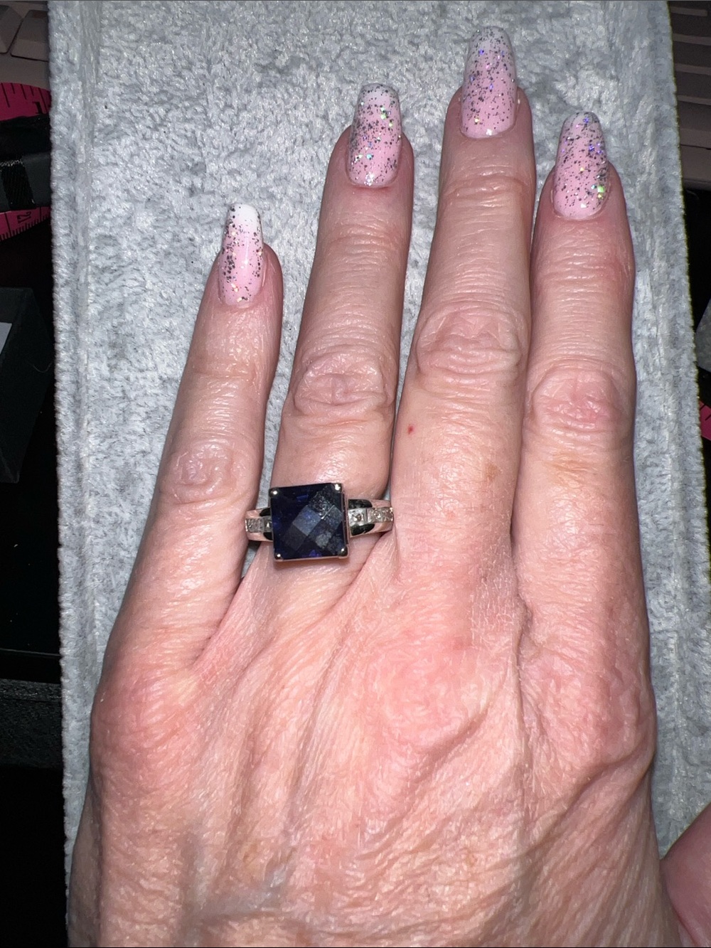 💎 Authentic Pandora Blue Princess Cut Cocktail Statement Ring 💎
